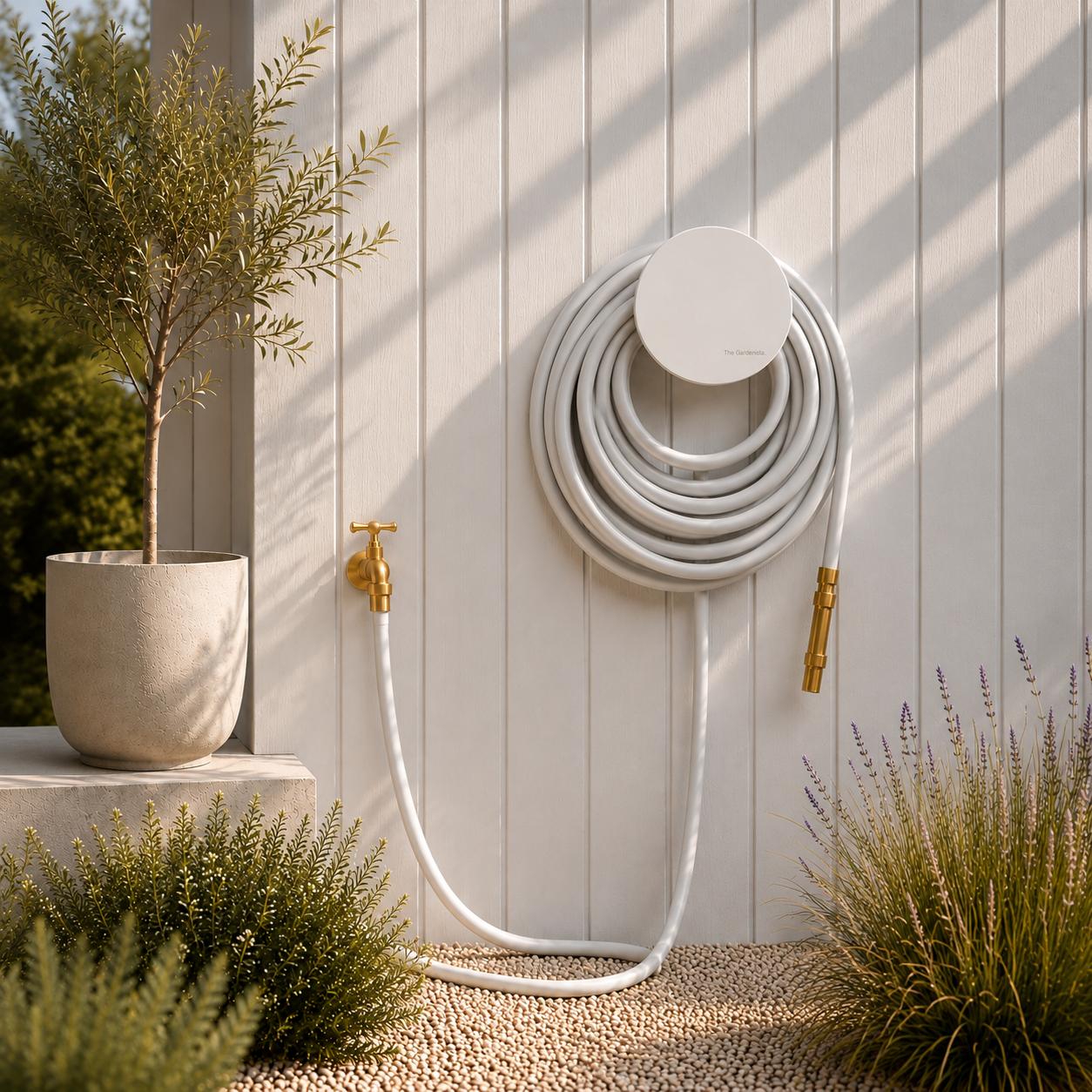 Hybrid Garden Hose Set – Soft Grey 10m | Brass Fittings