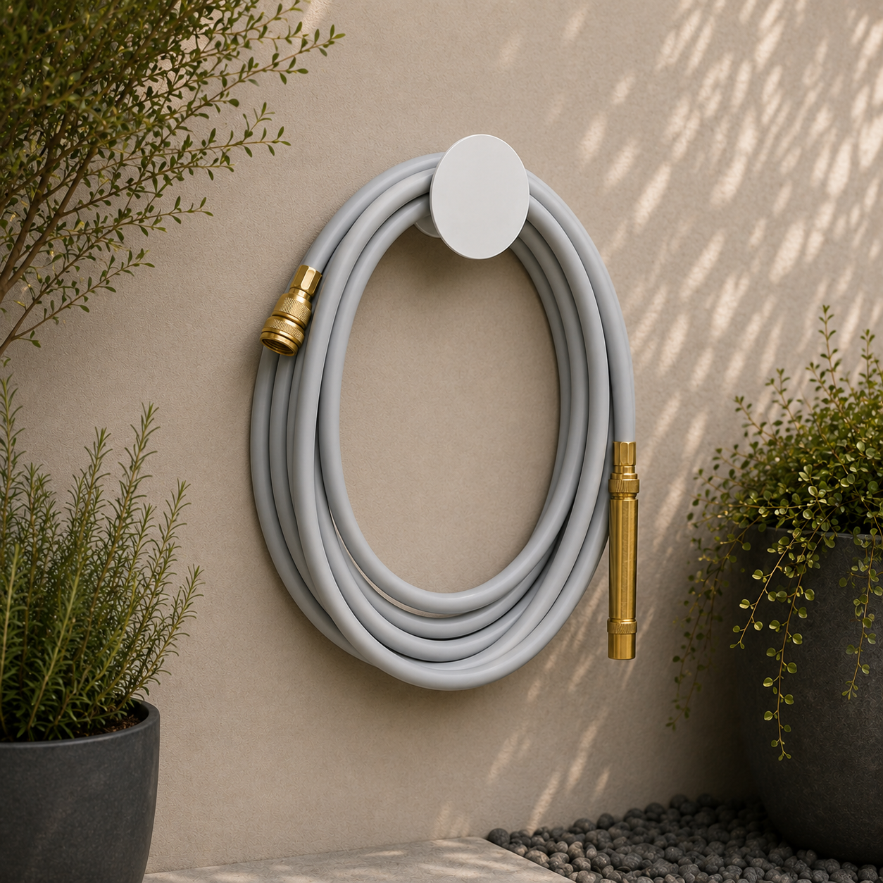 Hybrid Garden Hose Set – Soft Grey 20m | Brass Fittings