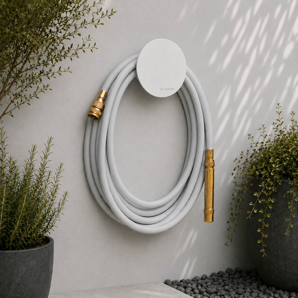 Hybrid Garden Hose Set – Soft Grey 20m | Brass Fittings