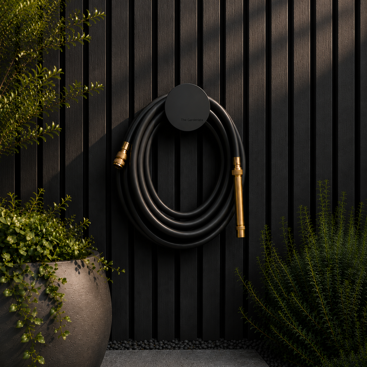 Hybrid Garden Hose Set – Matte Black 10m | Brass Fittings