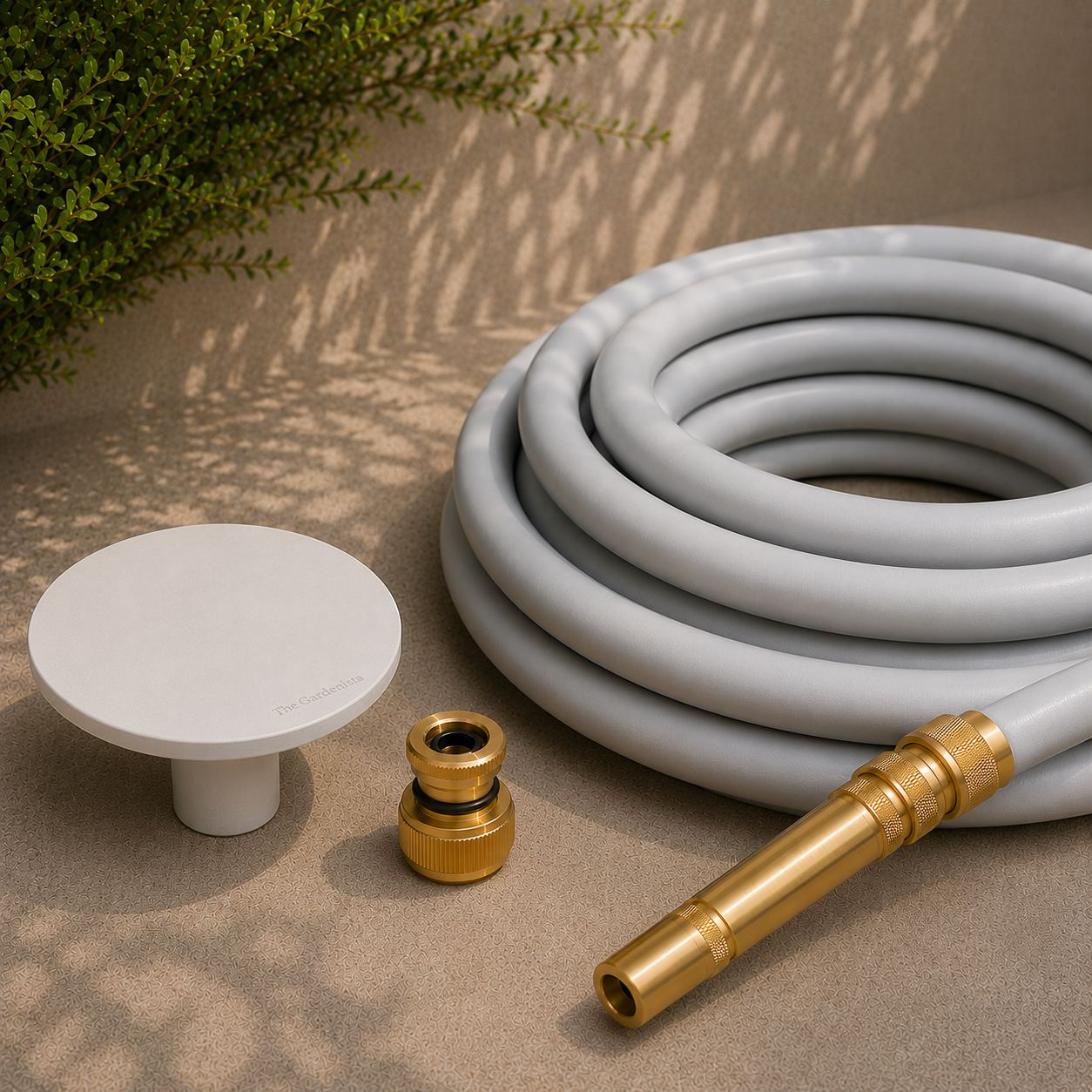Hybrid Garden Hose Set – Soft Grey 20m | Brass Fittings