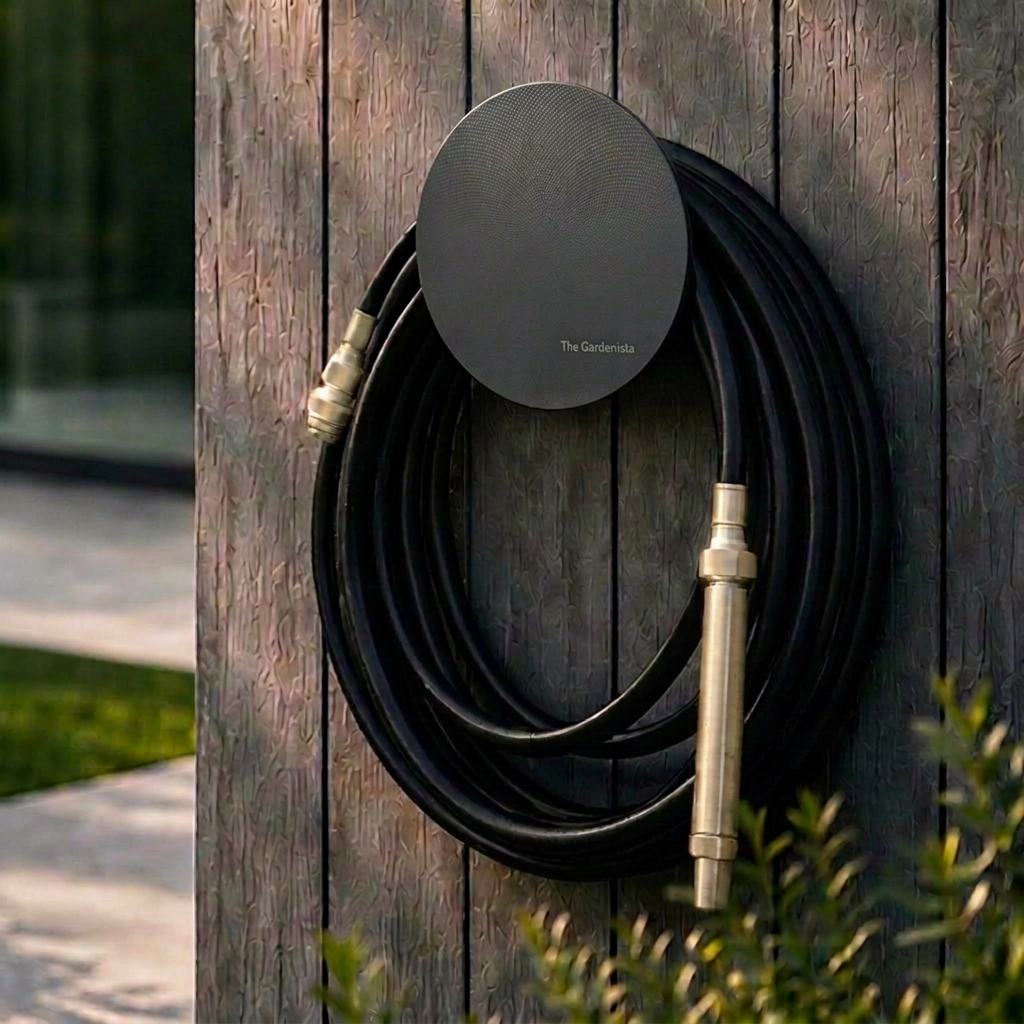 Hybrid Garden Hose Set – Matte Black 20m | Black Hose Holder