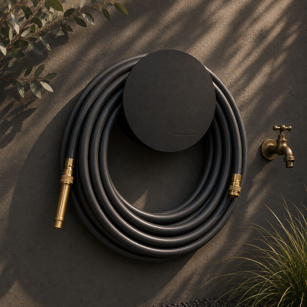 Modern Wall Mounted Hose Holder – Black (Large) | The Gardenista