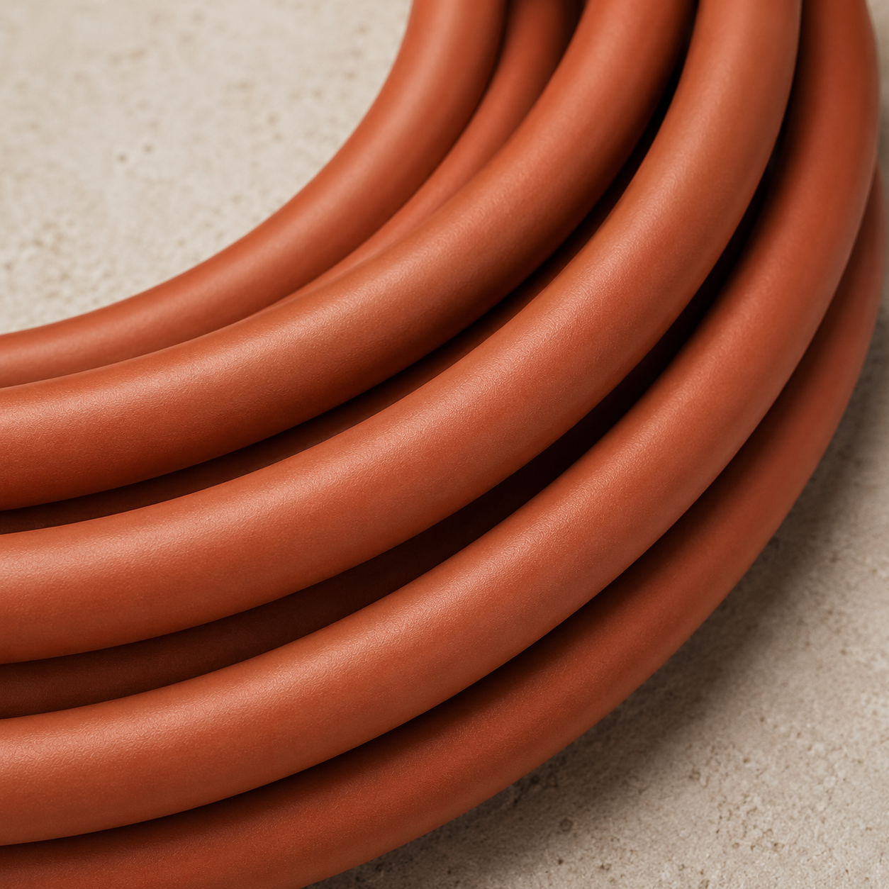 Close-up of the smooth matte surface of the Limited Edition Rust Hybrid Garden Hose