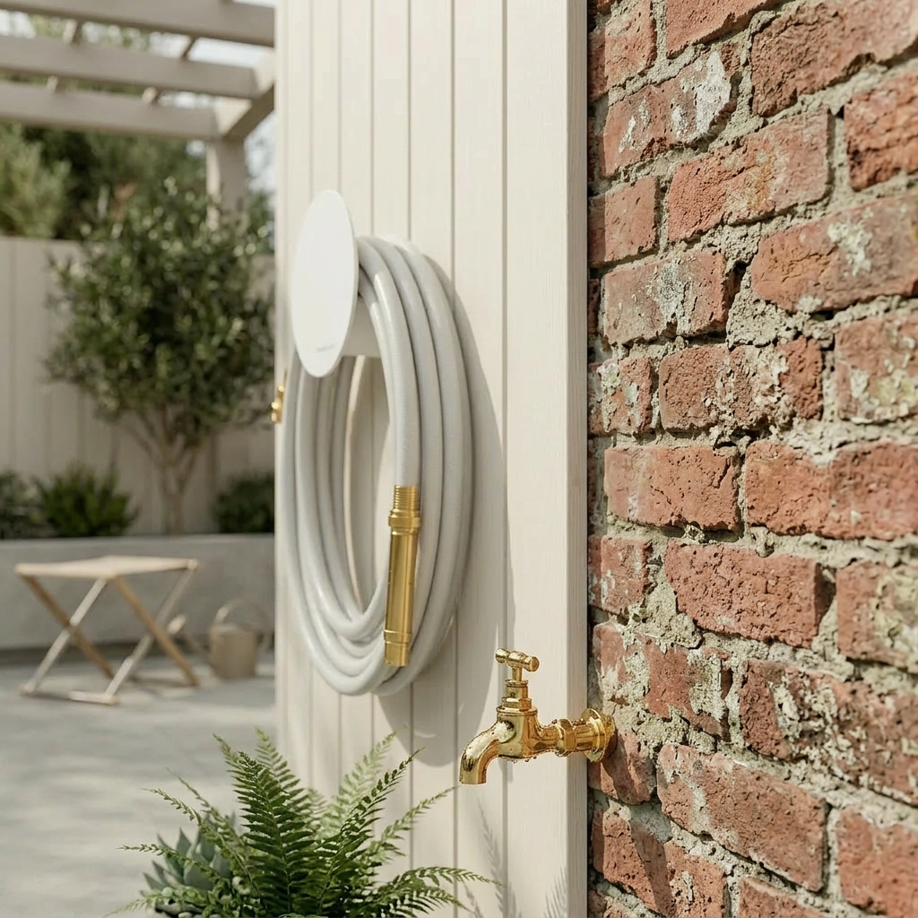 Hybrid Garden Hose Set – Soft Grey 10m | Brass Fittings